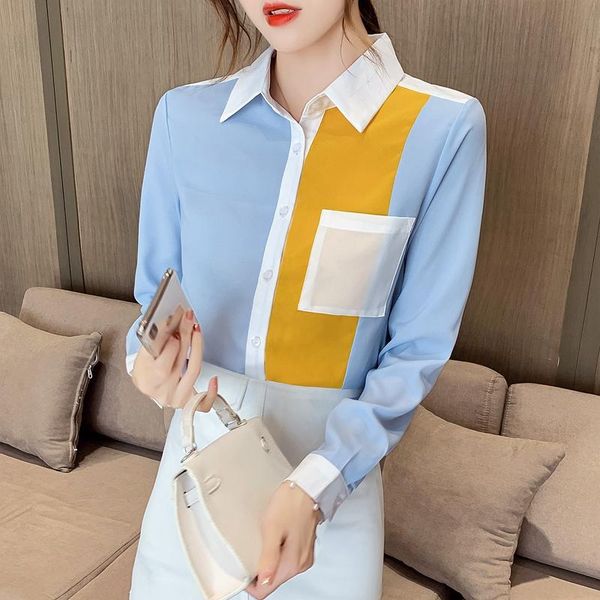 

women's knits & tees long-sleeved chiffon shirt women 2021 autumn style korean temperament blouse foreign small, White