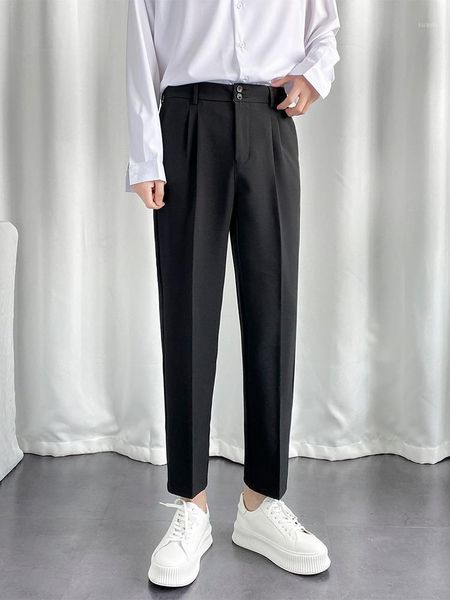 

men's suits & blazers 2021 spring summer thin straight casual pants fashion solid color business dress men streetwear loose suit d84, White;black
