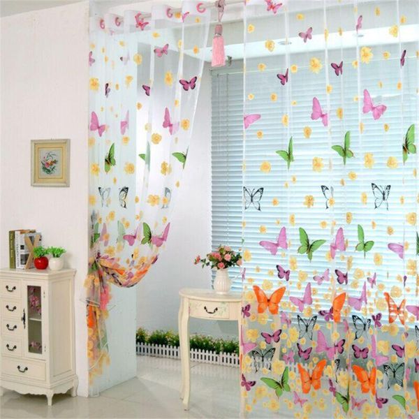 

curtain & drapes butterfly sheer curtains for living room bedroom colorful voile tulles blinds kitchen window treatments panel #t1p