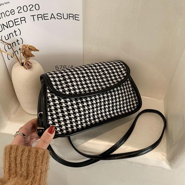 

evening bags women's bag messenger shoulder fashion retro houndstooth crossbody small square for women