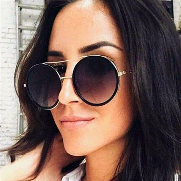 

round two tone sunglasses for ladies classy fashion sun glasses stylish designer brand eyewear, White;black
