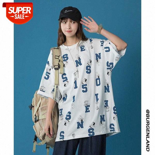 

women's short-sleeved shirt loose american retro half-sleeved t-shirt tide hong kong style #jo6d, White
