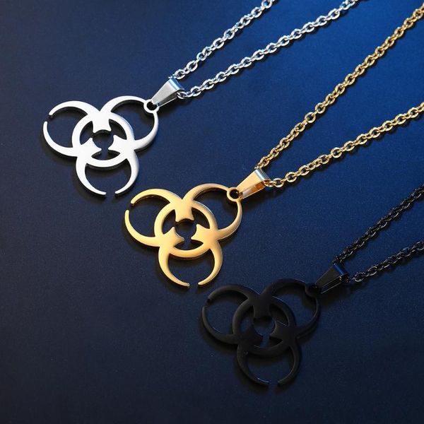 

pendant necklaces simple men's necklace biochemical sign hiohip punk cool for men male stainless steel jewelry, Silver