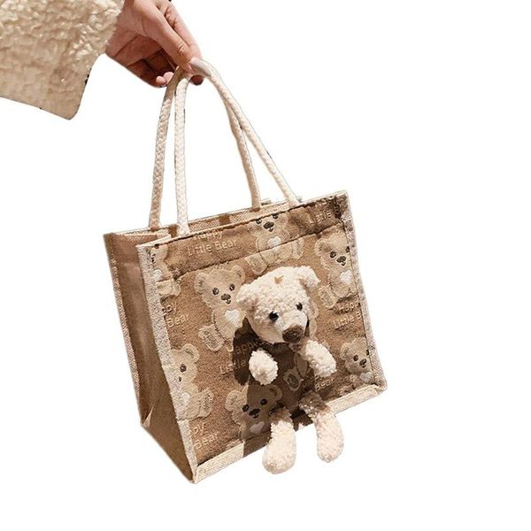 

storage bags women canvas bag shoulder simple handbag tote large capacity embroidery shopping cute book for girls