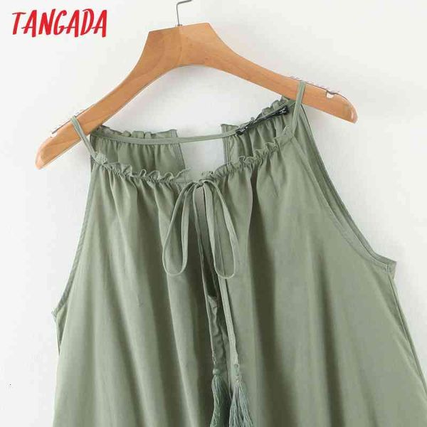 

casual dresses tangada women solid green cotton long dress sleeveless ladies loose tassel maxi vestidos qw11 6otk, Black;gray