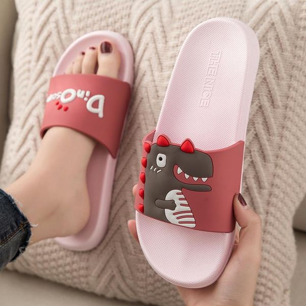 

slippers puimentiua summer slides home cute women cartoon thick bottom beach bathroom slide men couple shoes, Black