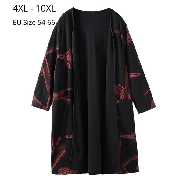 

women's wool & blends wool plus size 10xl 8xl 6xl 4xl women sleeve v neck autumn windbreaker femme elegand print long oversize winter t, Black