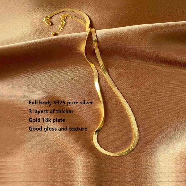 

brand necklace classical flat snake bone chains bathing non-fading thicker 18k titanium steel necklaces to, Silver