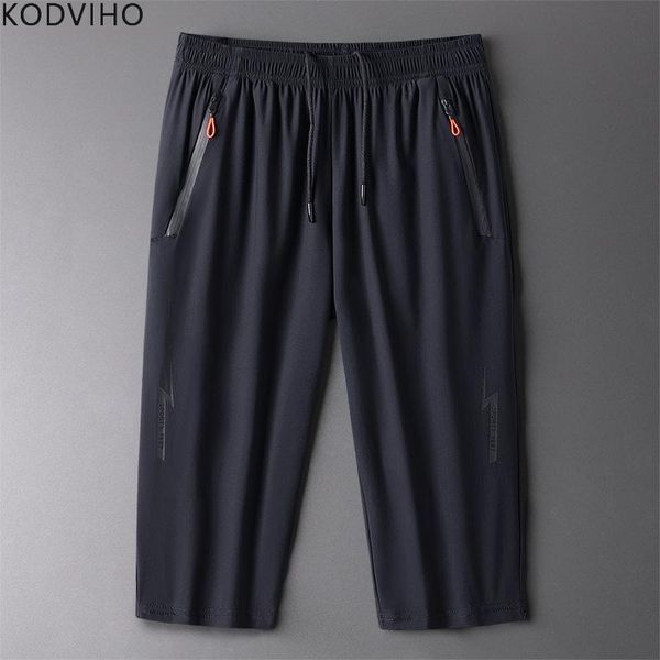 

summer long short mens plus size sportwear shorts men casual elastic fabric sweatpant solid loose straight clothing black men's, White;black