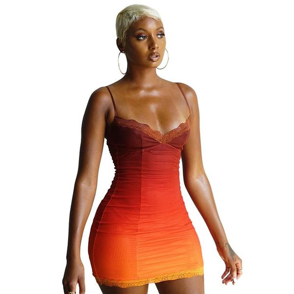 

casual dresses donsignet orange sling bodycon dress women fashion sleeveless v neck clothing lady slim mini 2021, Black;gray