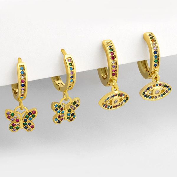 

dangle & chandelier micro-inlaid zircon earrings 2021 trend creative bohemia demon eye butterfly ear rings jewelry gifts wholesale g2, Silver