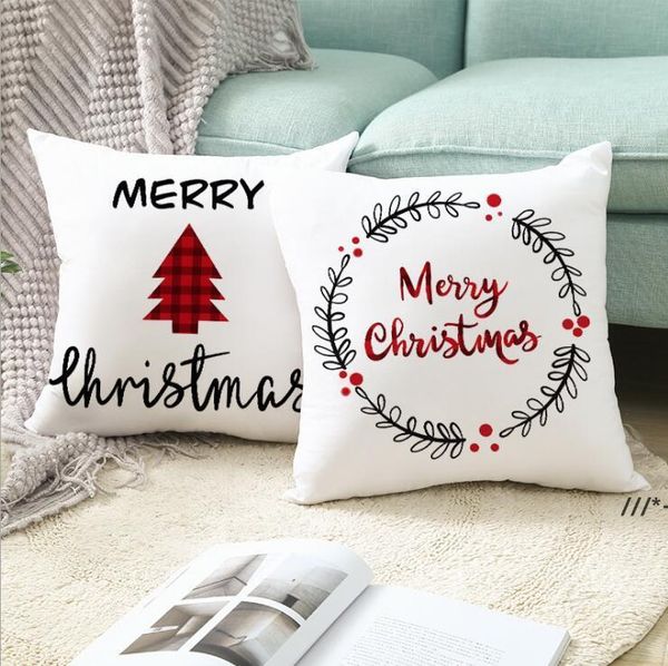 New45 * 45cm Christmas Fronha Papai Noel Snowflake Impresso Coxim Coberturas Home Travesseiro Capa Xmas Ano Novo Sofá Decoração LLF11664