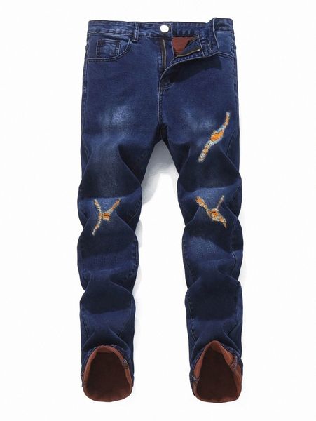 

romwe guys ripped skinny jeans m75i#, Blue