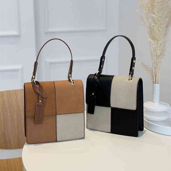 

evening bags fashionable women's handbag 2021 autumn and winter simple splicing checkered single shoulder msenger bag