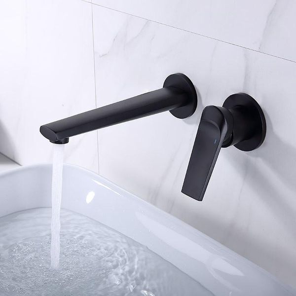 

bathroom sink faucets wall mounted brass black faucet single handle two holes cold basin design