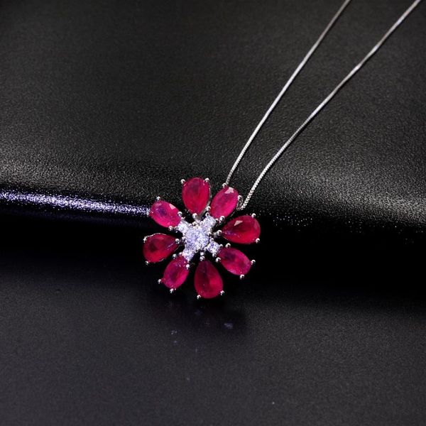 

chains flower shape design pendant necklace nature stone milkly green cubic zirconia fashion jewelry for women gifts, Silver