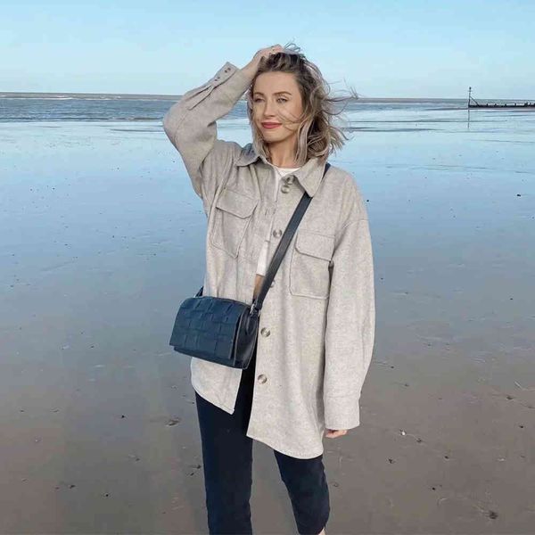 

jackets 2021 jackets long sleeves lapel collar basic style warm thicken women coat casual fashion high street outfits, Black;brown