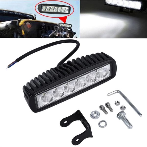 

inch 18w led work light bar lamp for driving truck trailer motorcycle suv atv offroad car 12v 24v flood spot free