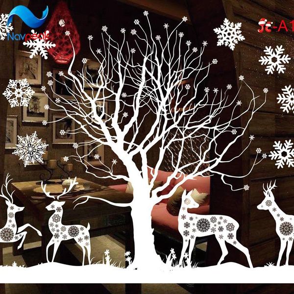 

window stickers 30roll/lot christmas decoration glass santa claus snow pvc removable wall sticker for xmas home decals