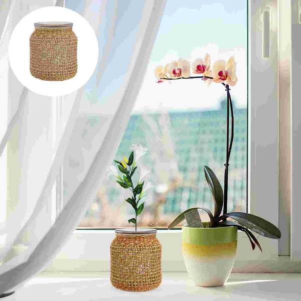 

vases 1pc grass woven glass vase natural creative flower
