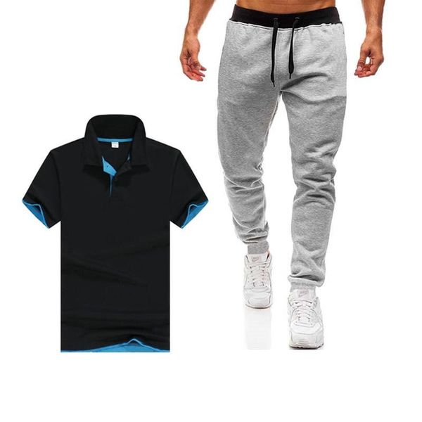 

men's tracksuits 2021summer suit t-shirt + pants two-piece leisure sports outing fitness clothing, Gray