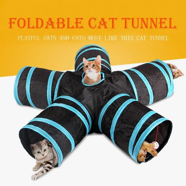 

pet cat tunnel toys collapsible portable play tube cats interactive puzzle toy 4 holes 5
