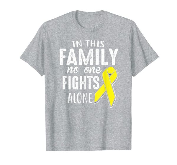 

in this family no one fights alone sarcoma bone cancer t-shirt, White;black