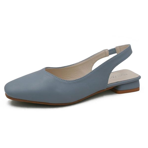 

women sandals 2021 summer arrival square toe slip on ladies fashion solid color back strap shallow flat flats, Black