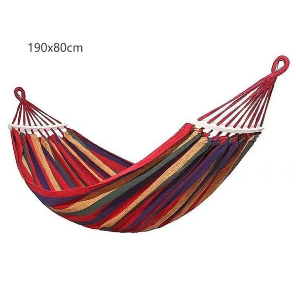 

outdoor hammock for 1-people colored canvas leisure camping anti-rollover with curved stick pads