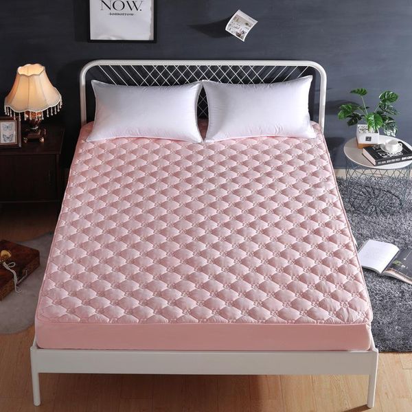 

mattress pad 100% cotton brushed fabric protector bed sheet anti mite matress printed waterproof solid color cover