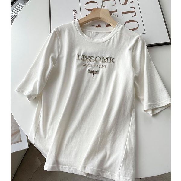 

women's t-shirt summer short sleeve pullover o-neck women t shirt fy001, White