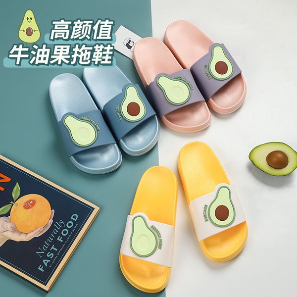 

luxury slippers summer home slippers indoor flat heel flip flop men's and women's avocado soft soled beach sho, Black