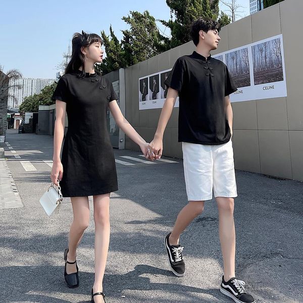 

women's t-shirt lovers wear 2021 chinese style improved cheongsam suit couples clothes clothing, White