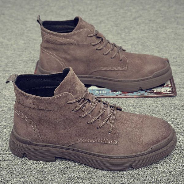 

net red 2021 autumn and winter leather martin boots men's middle war wolf sho british wind work cloth low short