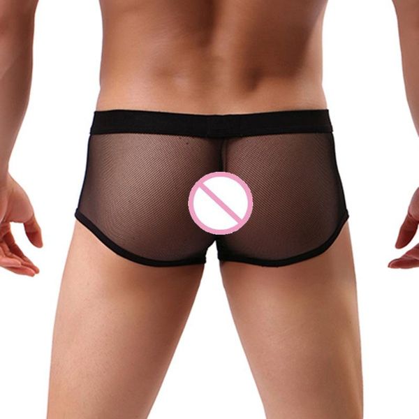 Unterhosen Sexy Unterwäsche Männer Boxer Einfarbig Niedrige Taille Transparente Boxer Sex Komfort Atmungs Dünne Calzoncillos Hombre 2021