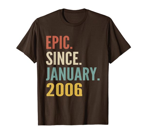 

14 years old shirt gift- epic since january 2006 t-shirt, White;black