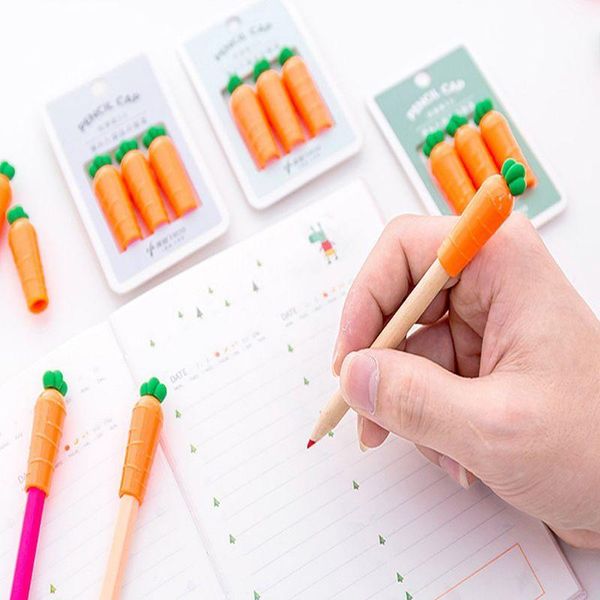 

gel pens yyds 3pcs/pack creative carrot chick pen pencil sleeve cover extender protector office school supplies stationery