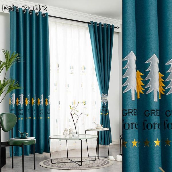 

curtain & drapes nordic simple modern blackout tree embroidery customizable curtains for living dining room bedroom