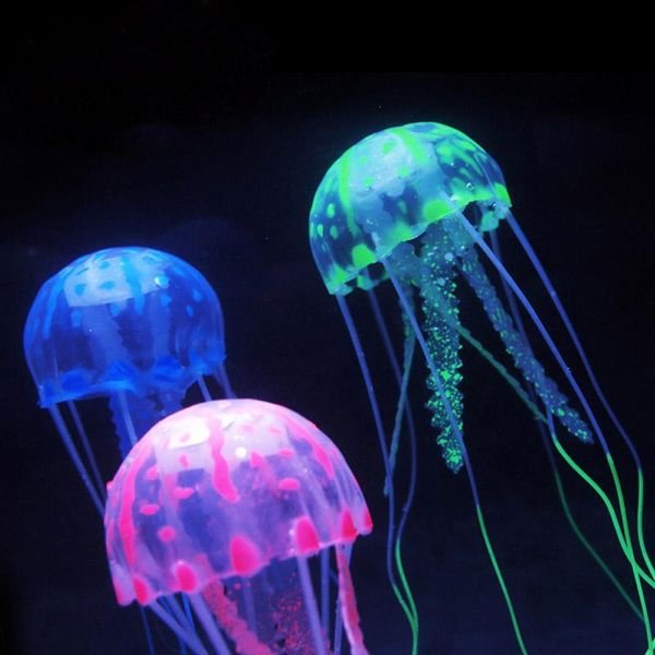 

decorations 3pcs/set 8cm artificial glowing jellyfish with sucker fish tank aquarium aquariums ornaments accessories