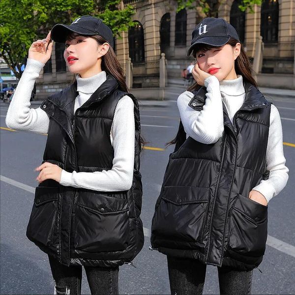 

women's vests 2021 winter vest women coat female jacket casual warm sleeveless ladies coats outerwear, Black;white