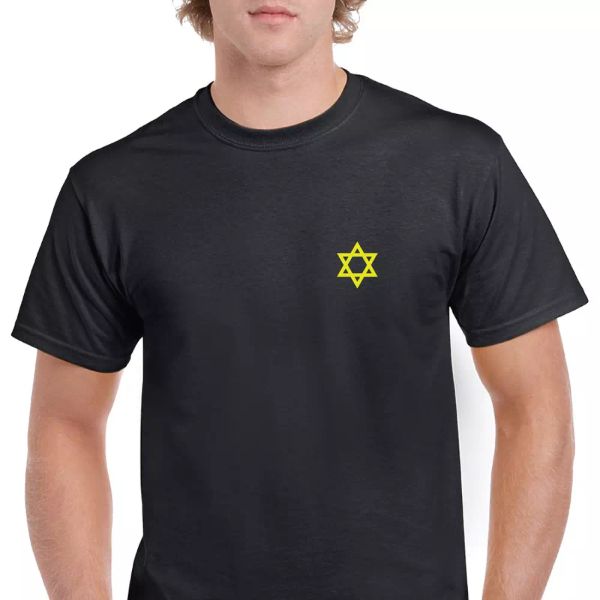 

star of david #neverforget jewish holocaust surviver yom hashoah cotton t-shirt, White;black