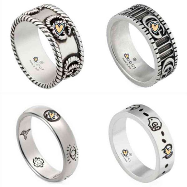 Klassischer g 925 Sterling Silber Retro Totenkopf Ring Paar Männer und Frauen Mode Persönlichkeit Luxus Marke Party Geschenk Schmuck