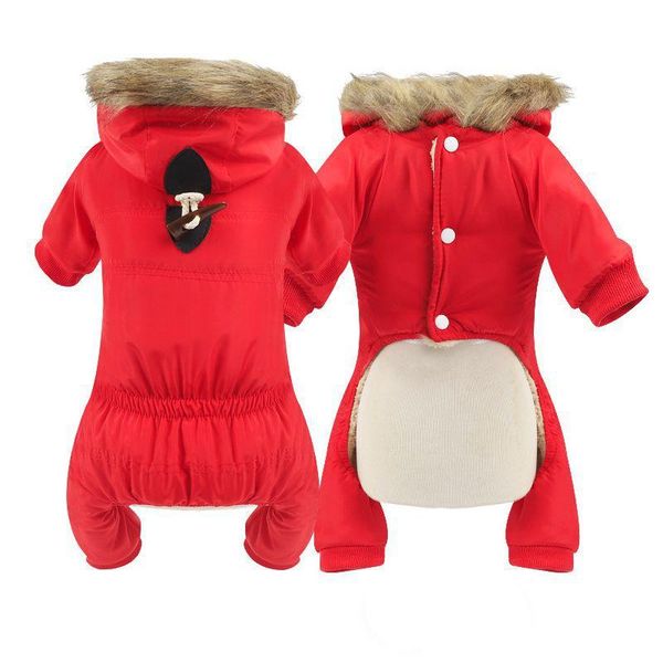 

dog apparel french bulldogs costume for dogs four-legged waterproof velvet clothes puppy hooded warm jacket coat with horn buttons