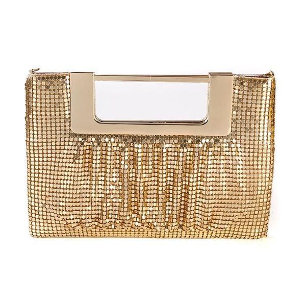

stylish women aluminum sheet handbag evening party bridal clutch bag prom wedding wallet purse bags