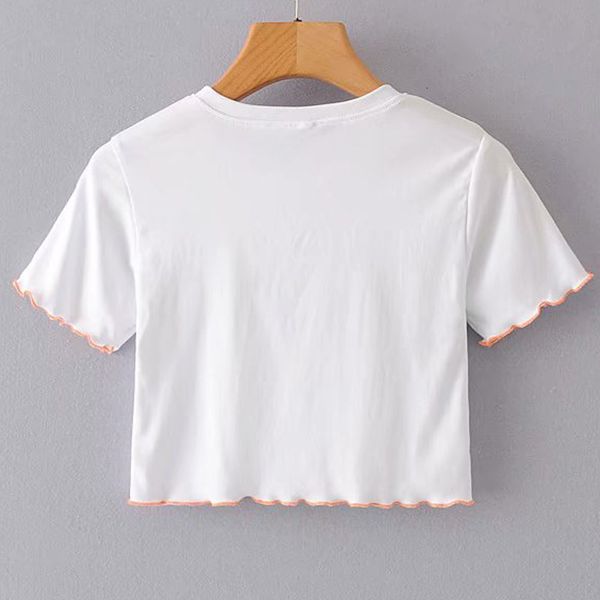 

t shirt chic retro harajuku simple printed short-sleeved high-waist short women's t-shirt sweet summer wild female, White
