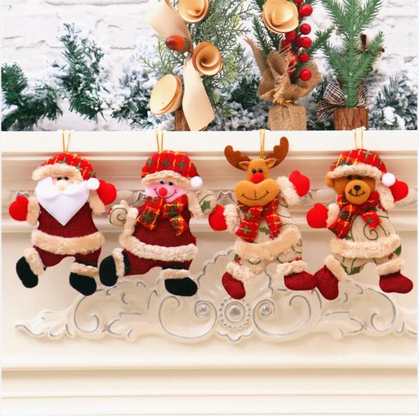 Рождественские украшения для домашнего магазина магазин магазин Santa кукла оленей снеговика дверной дерева кулон 100 шт.