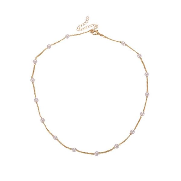 

chokers beads women's neck chain kpop pearl choker necklace gold color goth chocker jewelry on the pendant 2021 collar for girl, Golden;silver