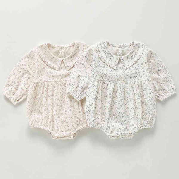 

baby girl bodysuits long sleeves flower print rompers bodysuit born clothes 210429, Blue
