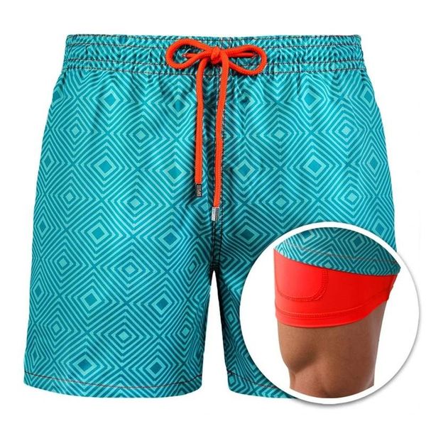 

men's shorts 2 in 1 beach board briefs for man quick-dry swim trunks summer swimwear beachwear running male stacked pants, White;black