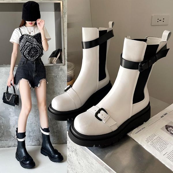

boots autumn woman pu leather long breathable women fashion outdoor booties comfort platform shoes drop, Black